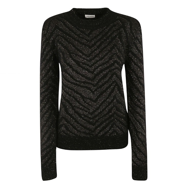 YSL Saint Laurent Black Zebra Print Lurex Mohair Sweater size M NWT MSRP 1705