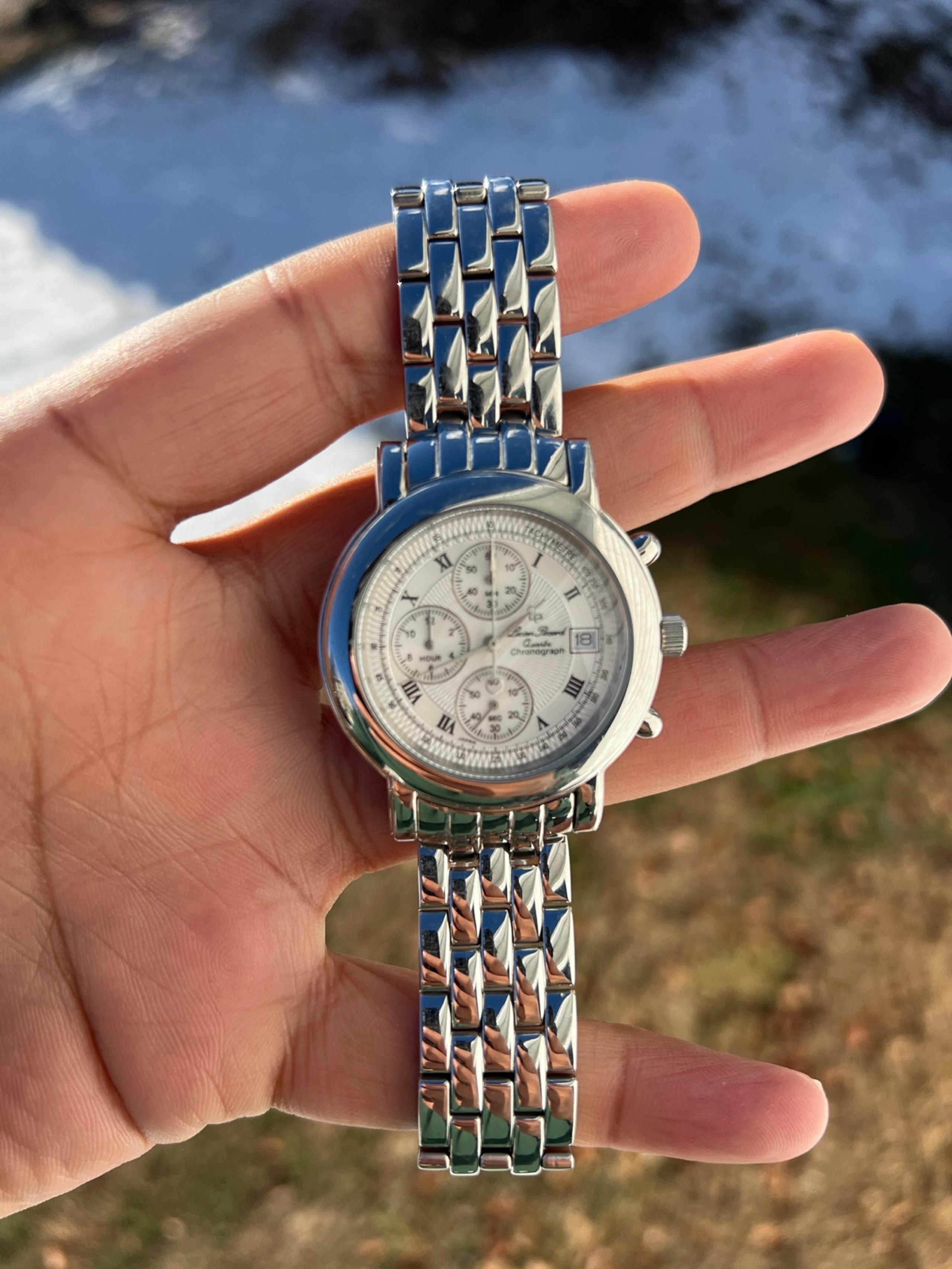 Lucien Piccard Chronograph Tachometer Mens Watch Silver