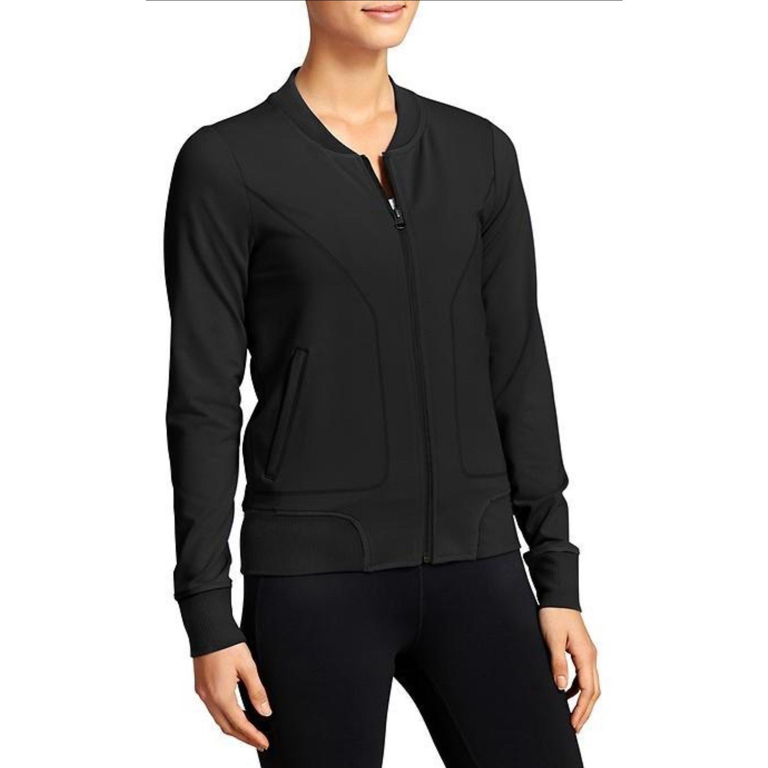 Athleta Bombtastic Bomber Jacket Lightweight Black Athletic Women’s Small Zip Up