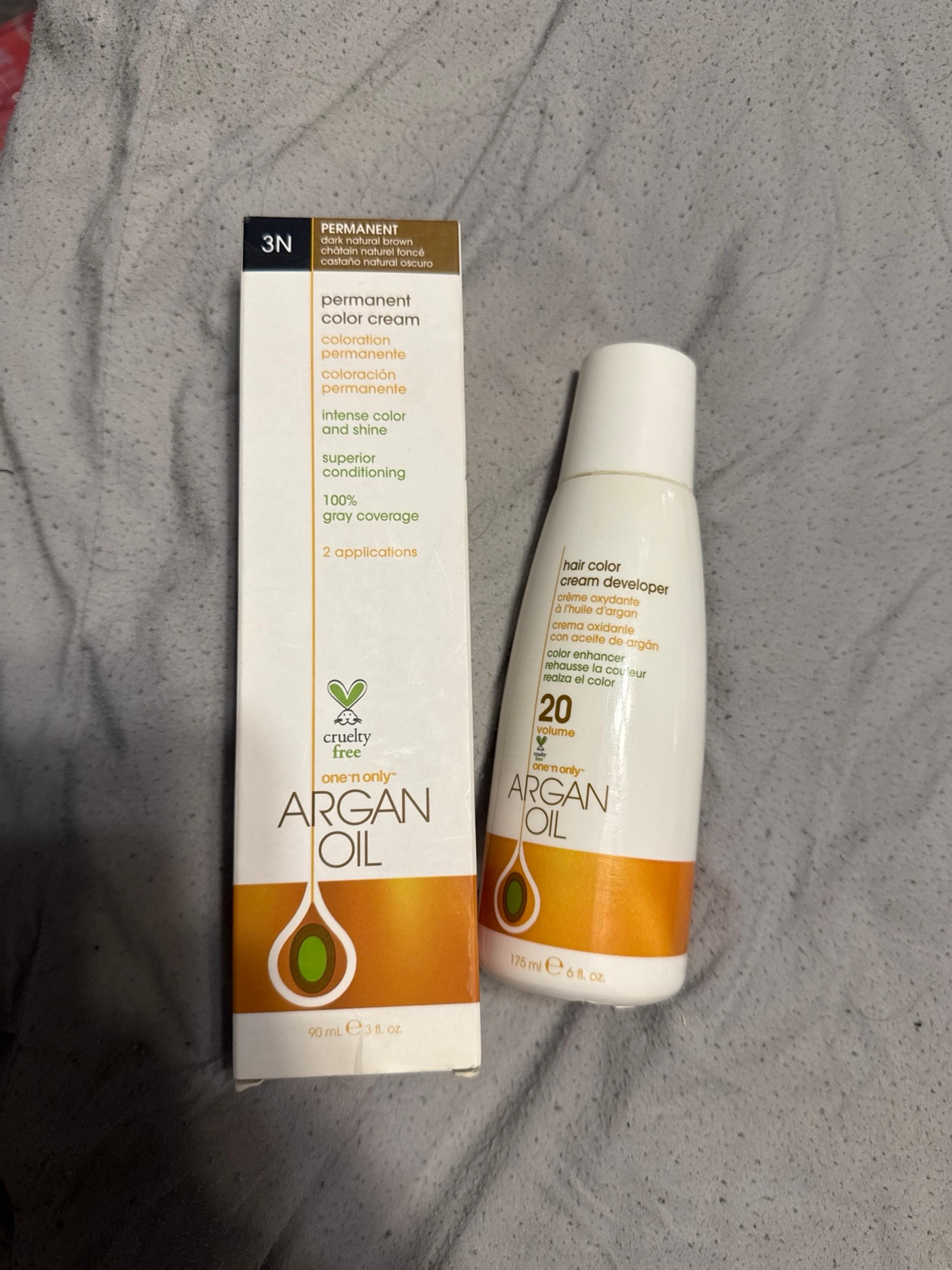 Argan Oil Permanent Color Cream (3N) with Hair Color Cream Developer