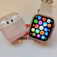 COMBO~Smart Watch Wireless Charging Bluetooth Call + Bluetooth Earbuds Earphone