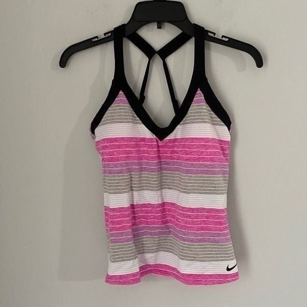 Nike Women’s V Neck Striped Workout Top size S