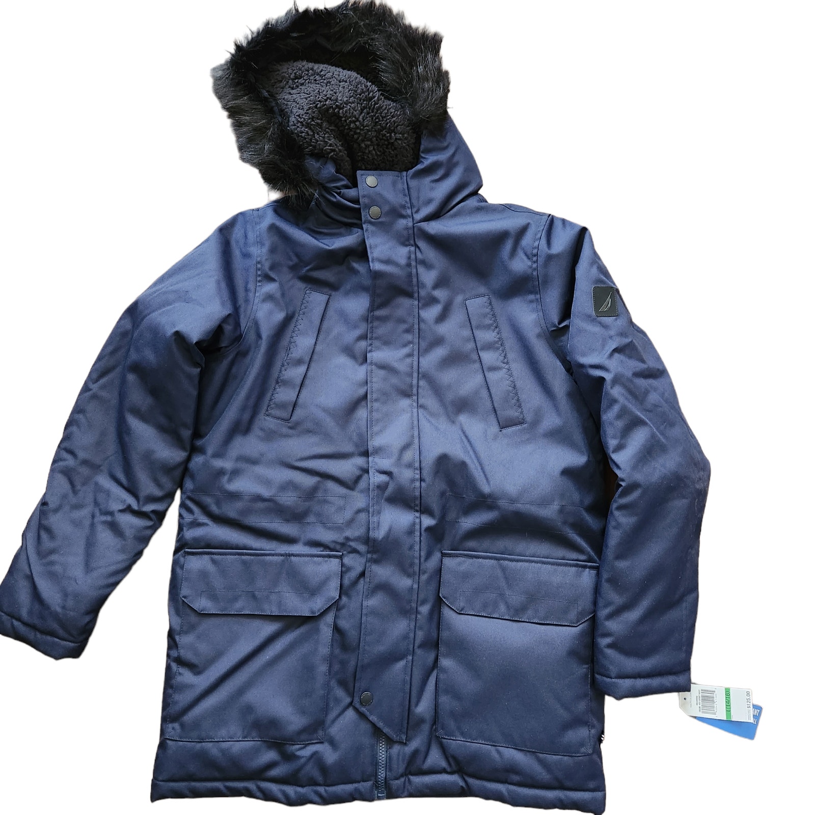 Nautica Boys' Big Heavyweight Ballistic Snorkel Jacket, Navy, Large (14/16)