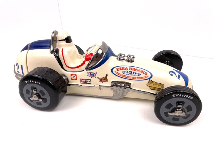 VINTAGE Race Car Sprint Car#21 Ezra Brooks Decanter Whiskey Bottled Hand Painted