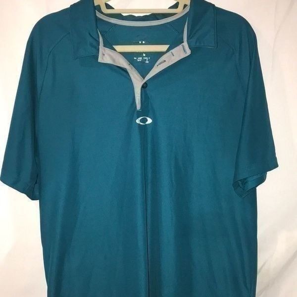 Oakley Men's Blue White Ohydrolics Collared Short Sleeve Polo Size Large