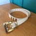 The Limited Women’s 80s Vintage White Pebbled Leather Large Gold Tone Oblong Stu