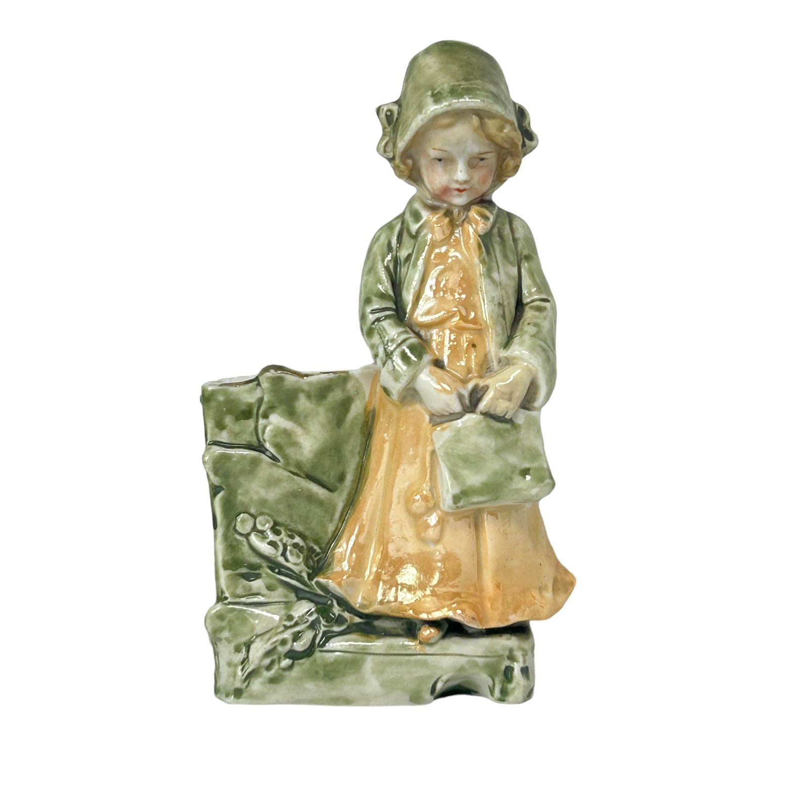Vintage Girl In A Bonnet Flower Planter Vase Ceramic Germany 7241