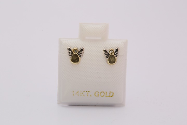 Angel Earrings with Sparkling Details – 14K Solid Gold.