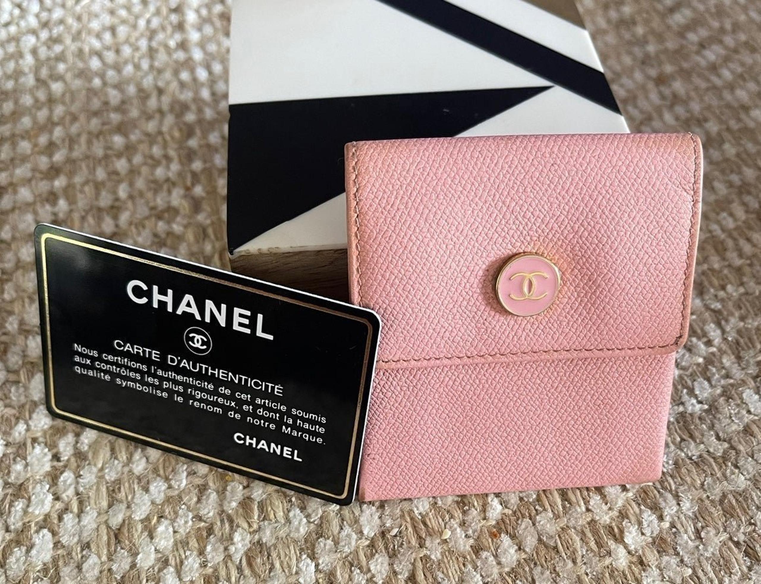 Chanel mini pink pouch with authenticity card