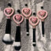 #M24 Pink Double Checkered Hearts Makeup Brush Set