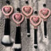 #M24 Pink Double Checkered Hearts Makeup Brush Set