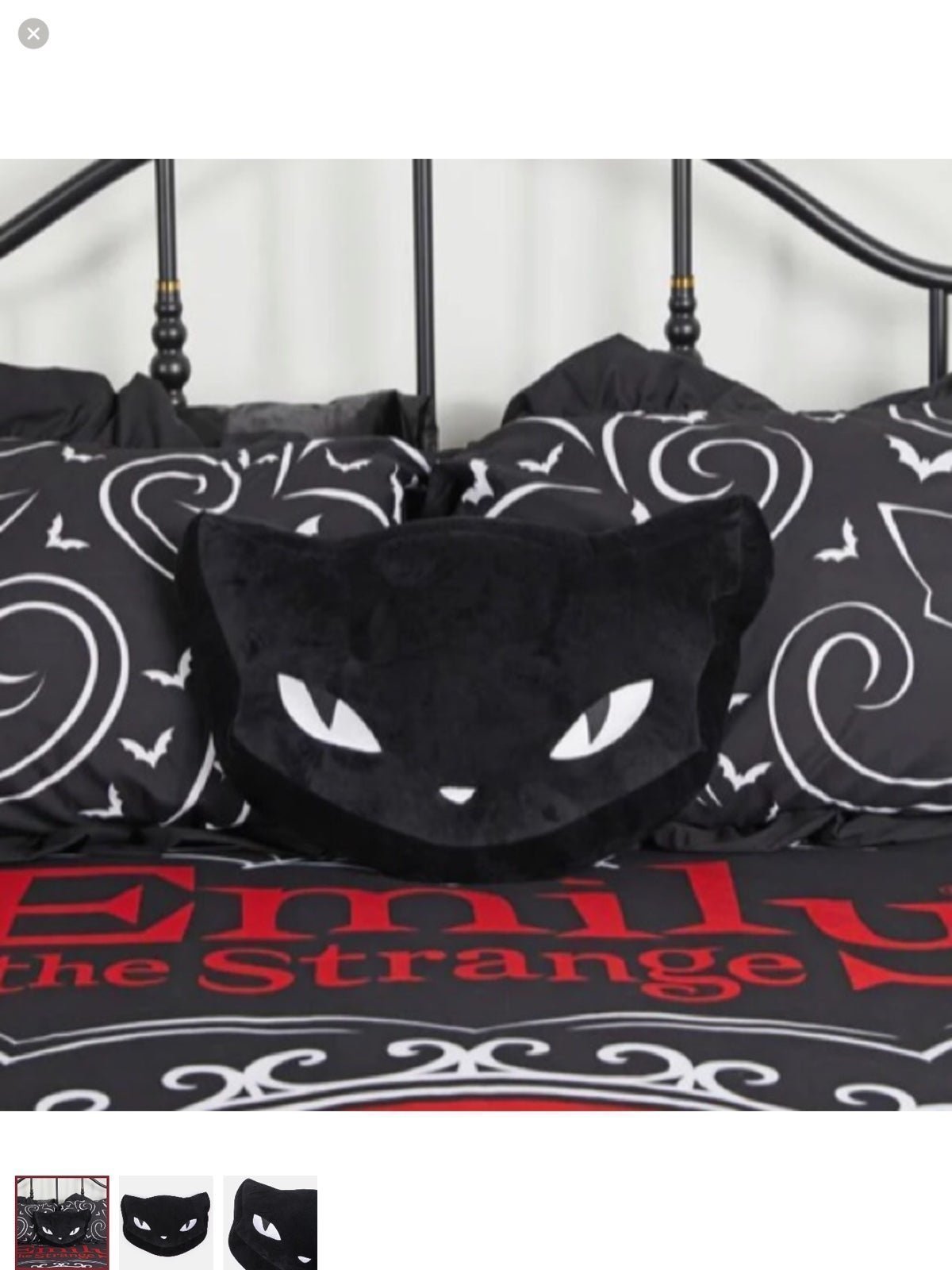 NWT EMILY THE STRANGE MENACING MEOW CAT PILLOW