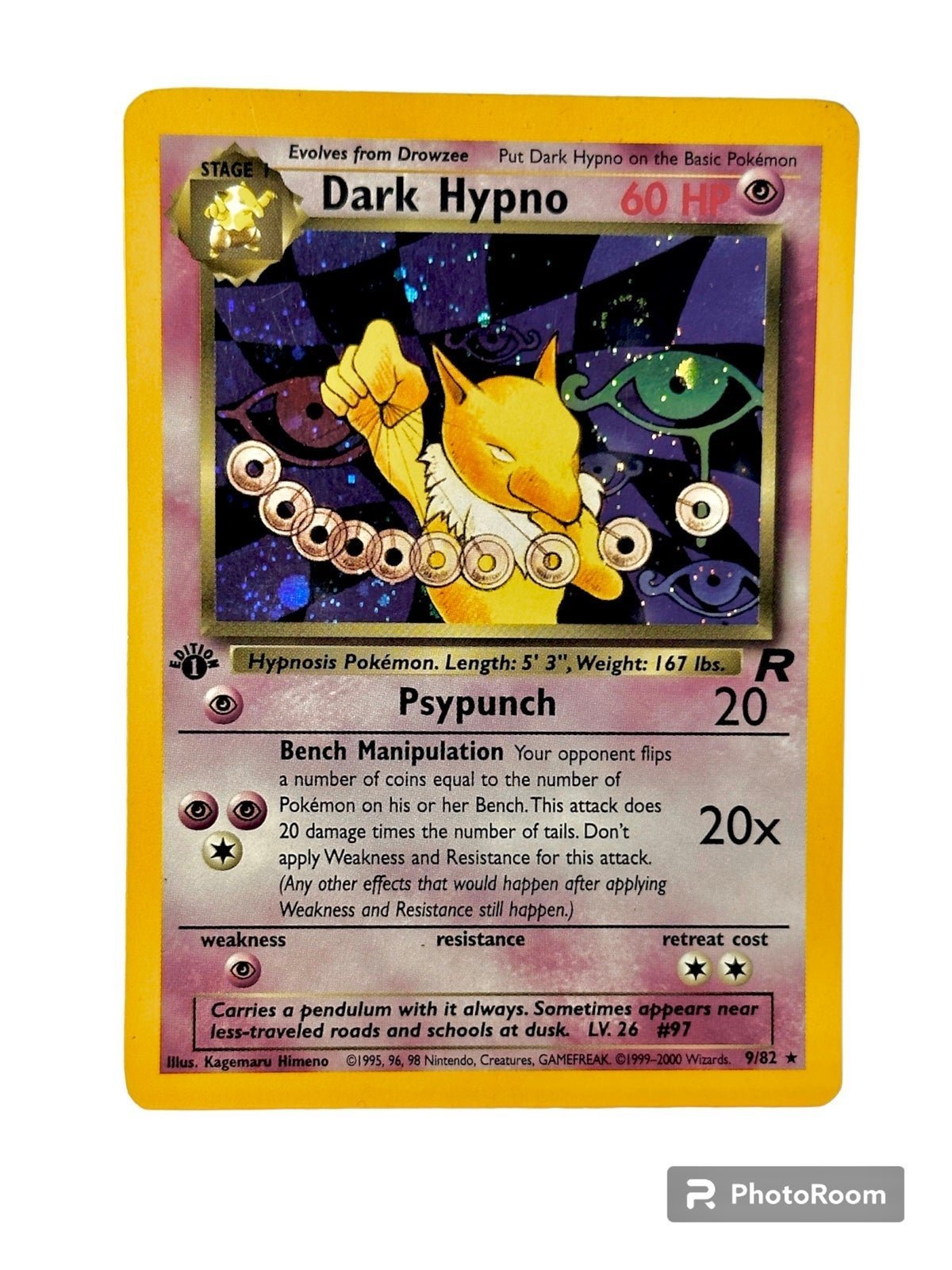 Dark Hypno 1st Edition 9/82 Pokemon Team Rocket Rare Holo SWIRL