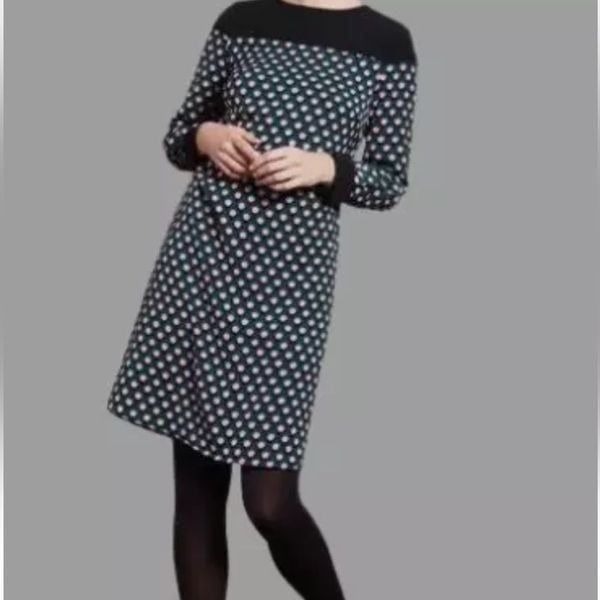 Boden Green Polka Dot Long Sleeve Shift Dress | Size 10