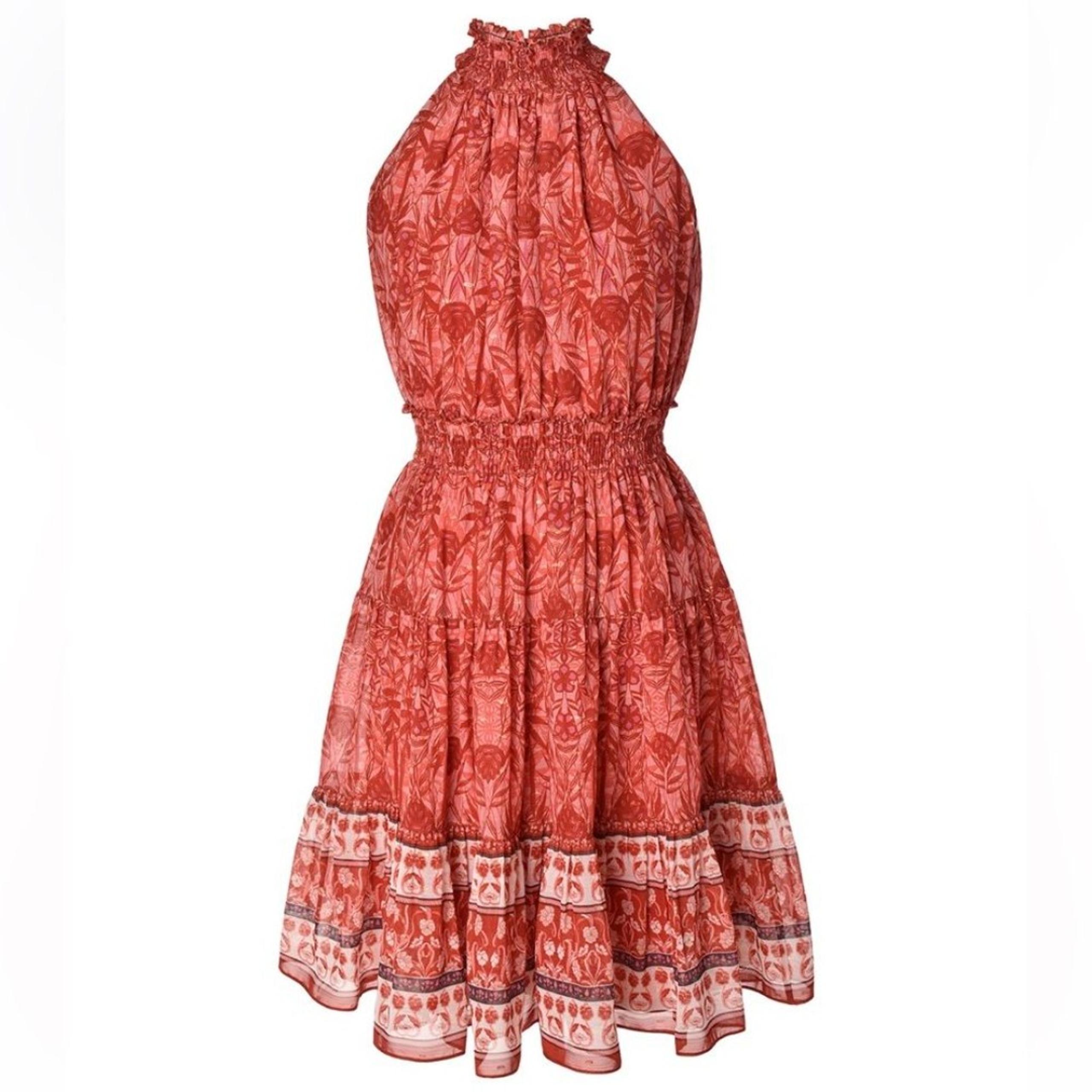 Taylor Sleeveless Halter Neck Fit and Flare Rustic Coral Dress NWT 8