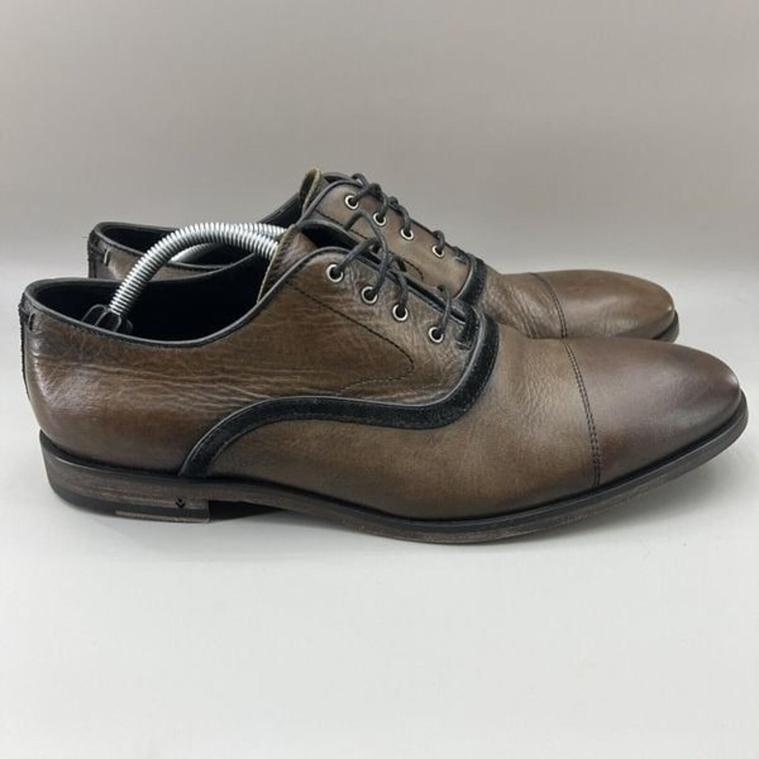 John Varvatos Men's Size 11.5 Shoes Brown Leather Lace Up Cap Toe Oxfords Formal