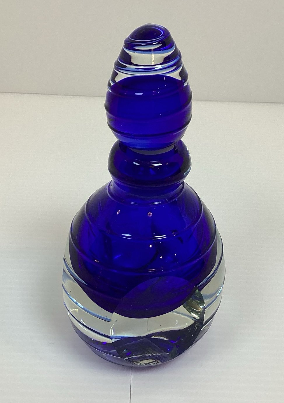 VTG Two’s Company Hand Blown Glass Perfume Bottle With Lid And Dipper Blue Swir