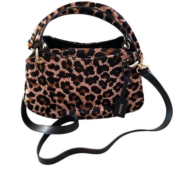 Phialebel Womens Leopard Faux Fur Double Handle Crossbody Bag Multicolor
