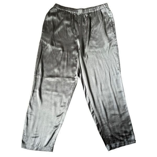 Madewell Straight Full Length Pants in Satin Silver size M Pull On
