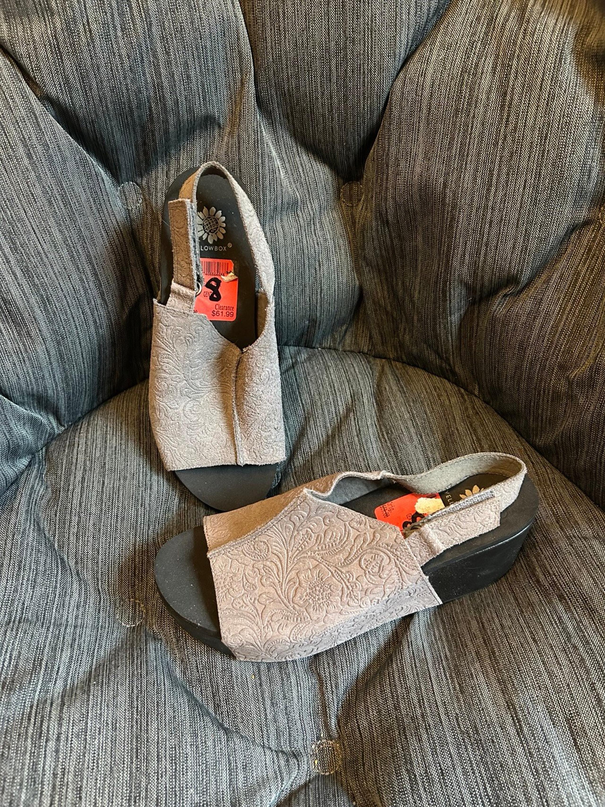 Yellow Box Gray Wedge Shoes with Open-Toe Design