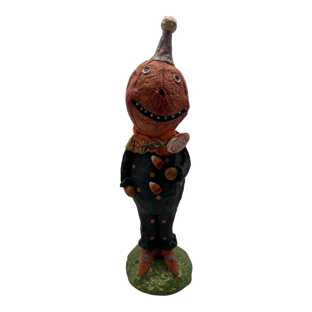 Vintage Folk Art Halloween Pumpkin Man Figurine Jack O Lantern Primitive READ