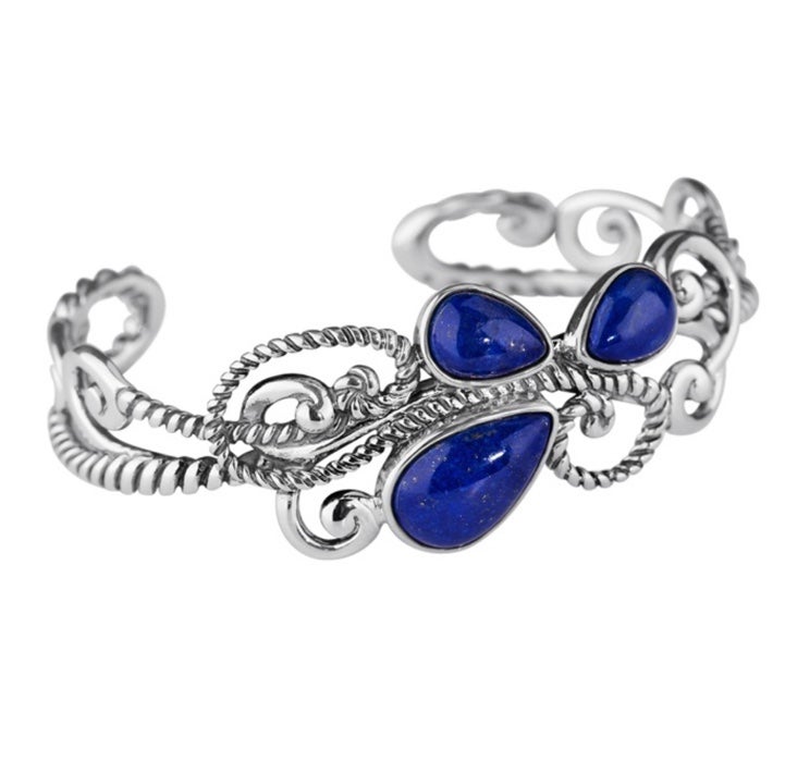 Carolyn PollackSterling Silver Lapis Lazuli Gemstone Cuff Bracelet