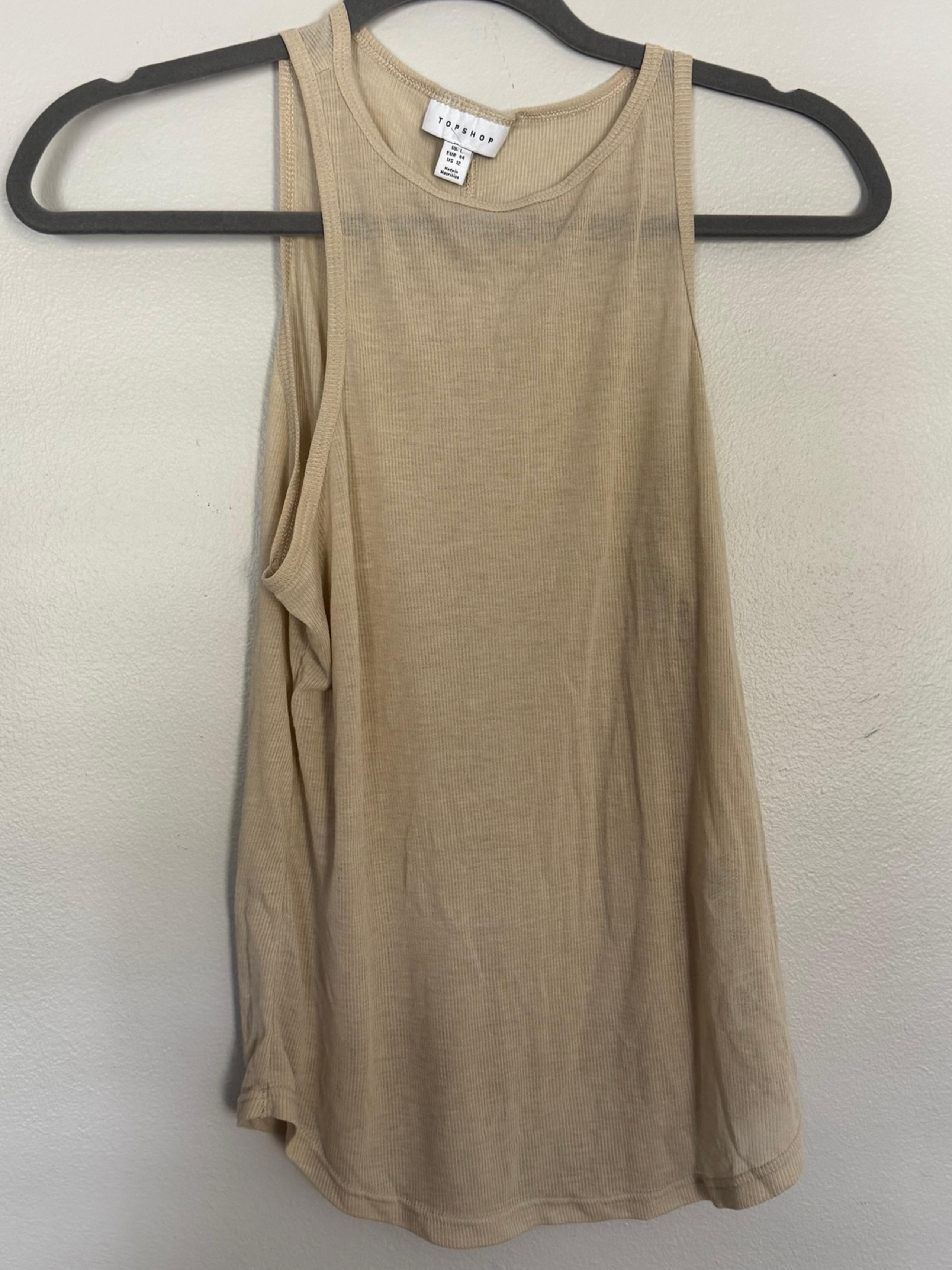 Nordstrom TopShop Lightweight Light Beige Scoop  Sleeveless Tank Top US 12