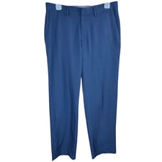 Haggar Men's Premium Comfort Dress Pants 32x29 Blue Straight Fit Flat Front