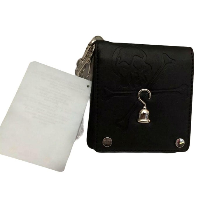 Disney Men's Black Pirate With Silver Hook Wallet