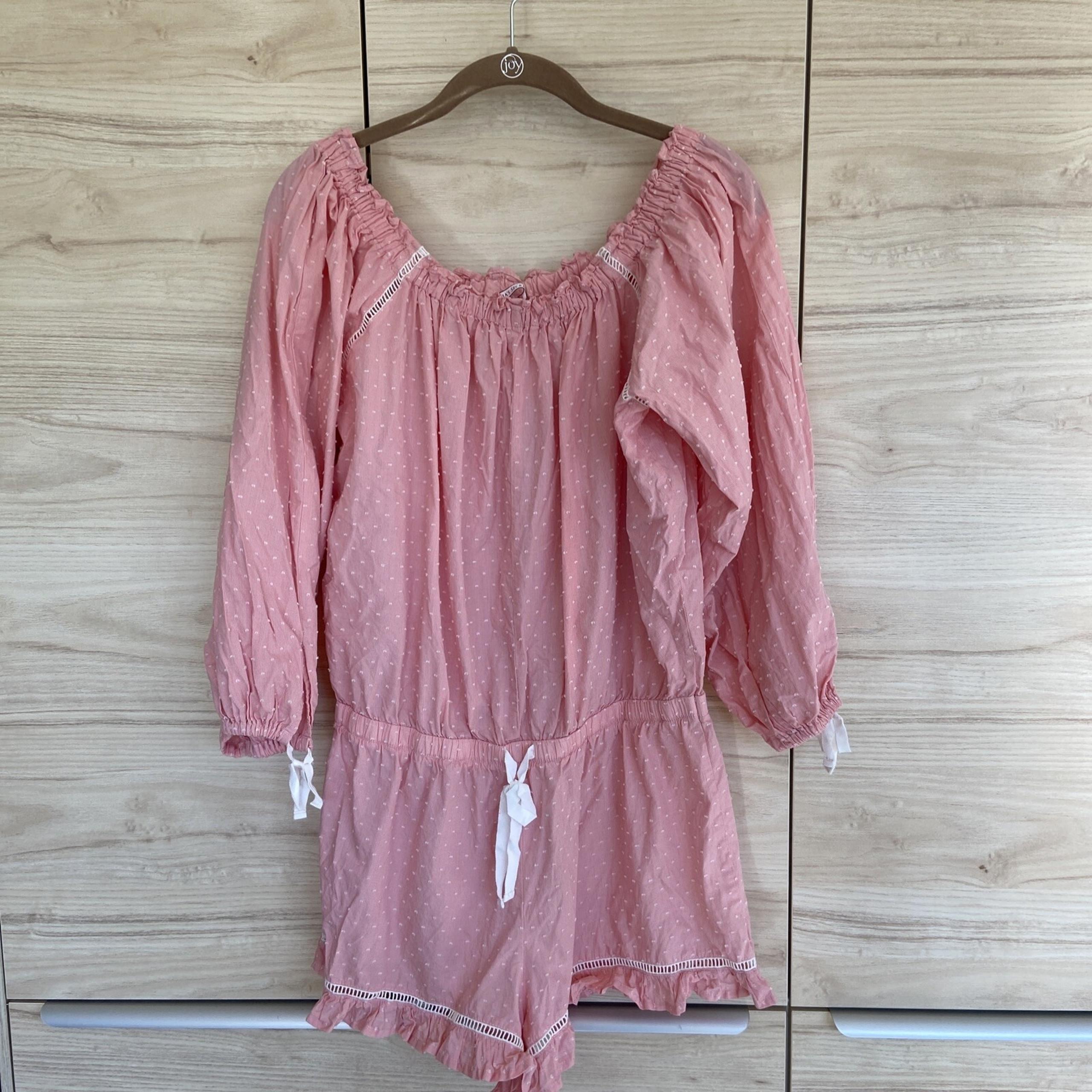 Victorias Secret Romper Womens Medium Pink  Off Shoulder One Piece Shorts