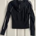 Vintage Y2K Bebe Sport Black Striped Sleeve Zip Hoodie Jacket Ribbed Waist Sz S