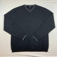 Banana Republic Sweater Mens Large Silk Cashmere Blend Black V-Neck Pullover