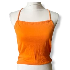 Vintage 90s Victoria’s Secret orange halter square top tie neck orange cropped