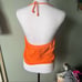 Vintage 90s Victoria’s Secret orange halter square top tie neck orange cropped