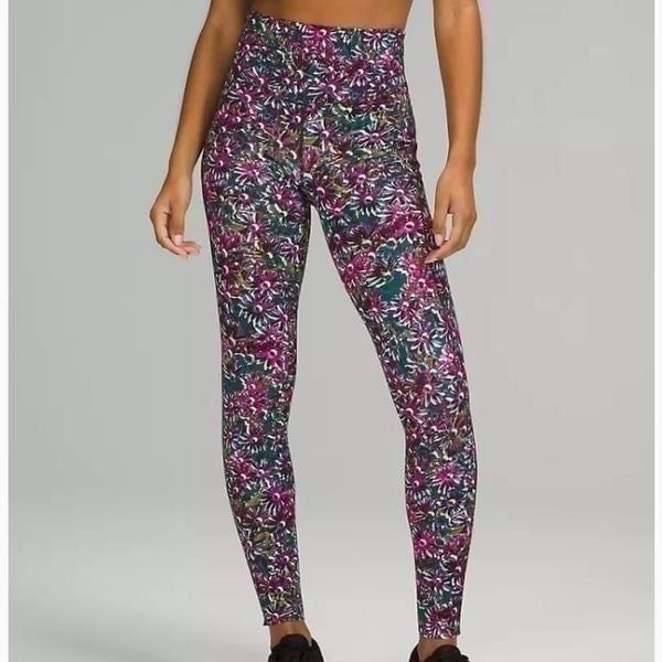 Lululemon Base Pace HR Tight 28 Brushed Leggings in Floral Electric Multi Sz 4