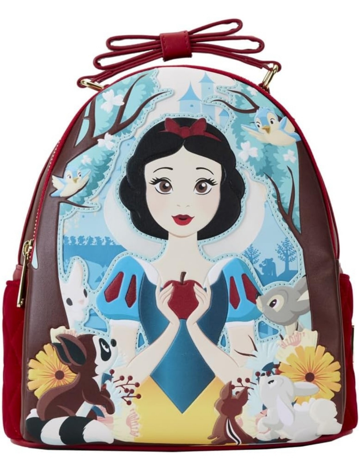 Loungefly Disney Snow White Classic Apple Quilted Velvet Double Strap...