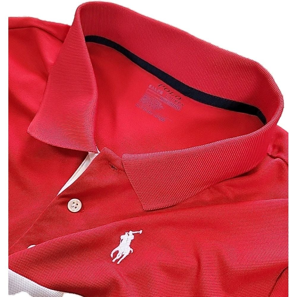 Polo Ralph Lauren Performance Polo Shirt 2XL Colorblock Red White Blue
