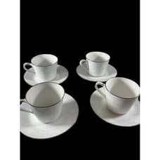 Coffee Mug And Saucer Set of 4 Noritake Ravel Pattern 2213 Made In Japan.