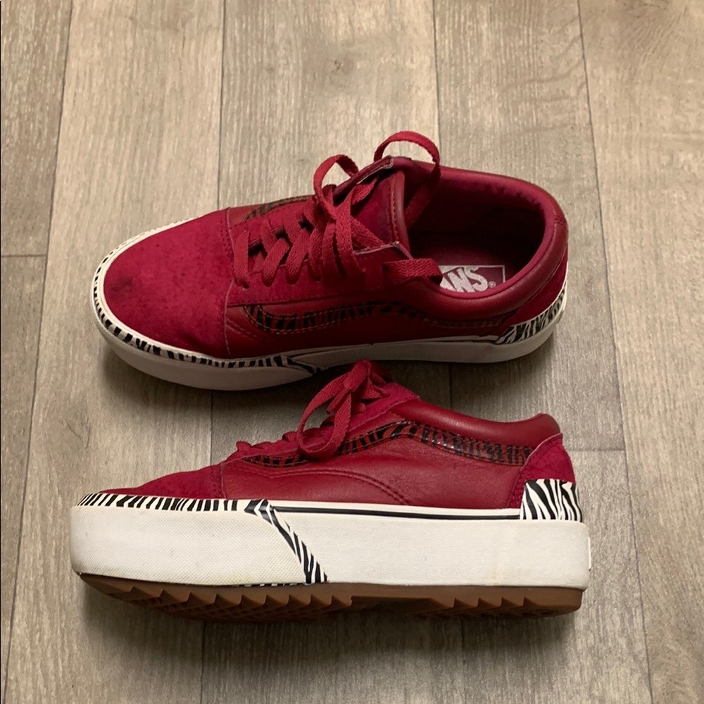 Unisex VANS Old Skool Stacked Zebra Suede Laced Platform Sneakers Shoes