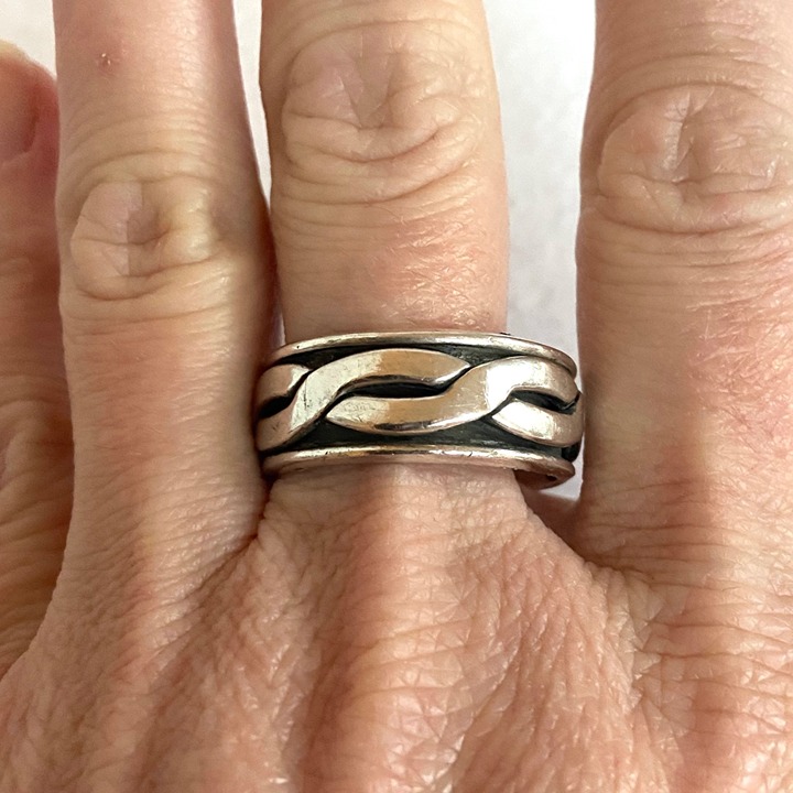 Sterling Silver 925 AE Braided Woven Celtic Pattern Unisex Band Ring Sz 11