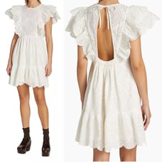 NWT Sea New York Vienne Floral Eyelet Ruffle Cutout Back Tunic Mini Dress Medium