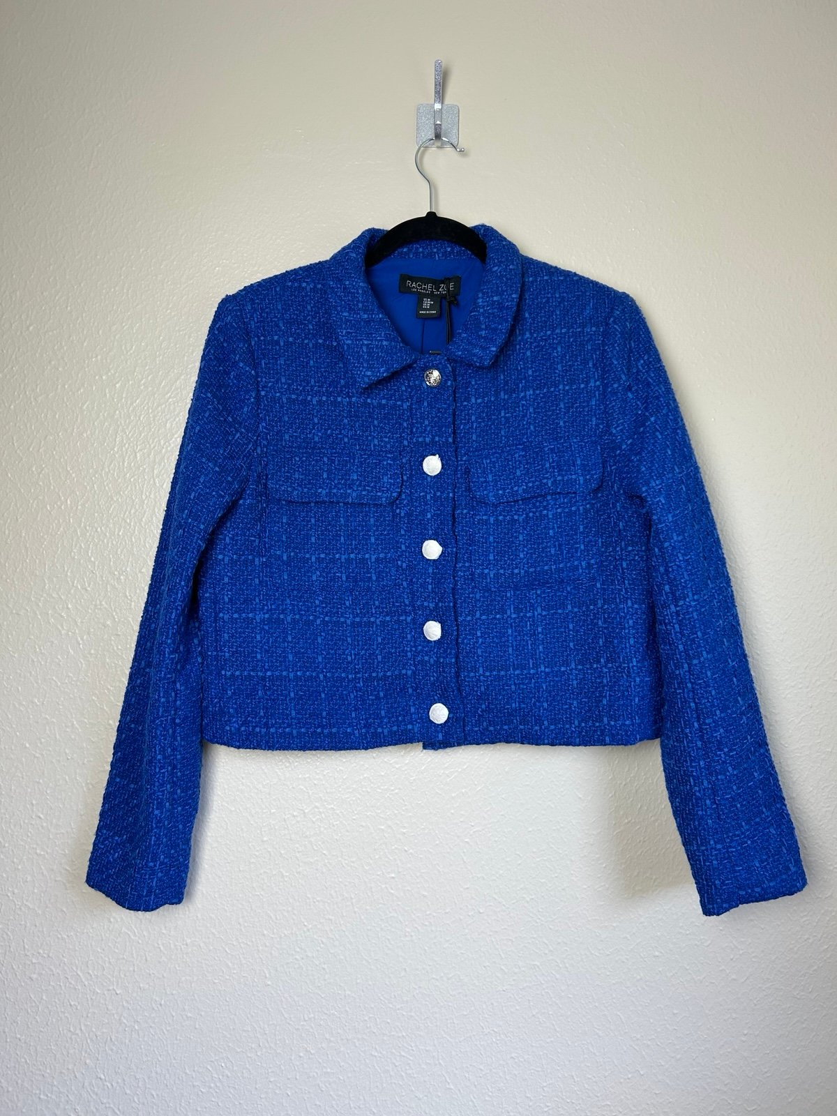 NWT RACHEL ZOE COBALT BLUE TWEED BOUNCE JACKET
