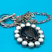Vintage True Pearls & Black Onyx Pendant Necklace on Sterling Silver