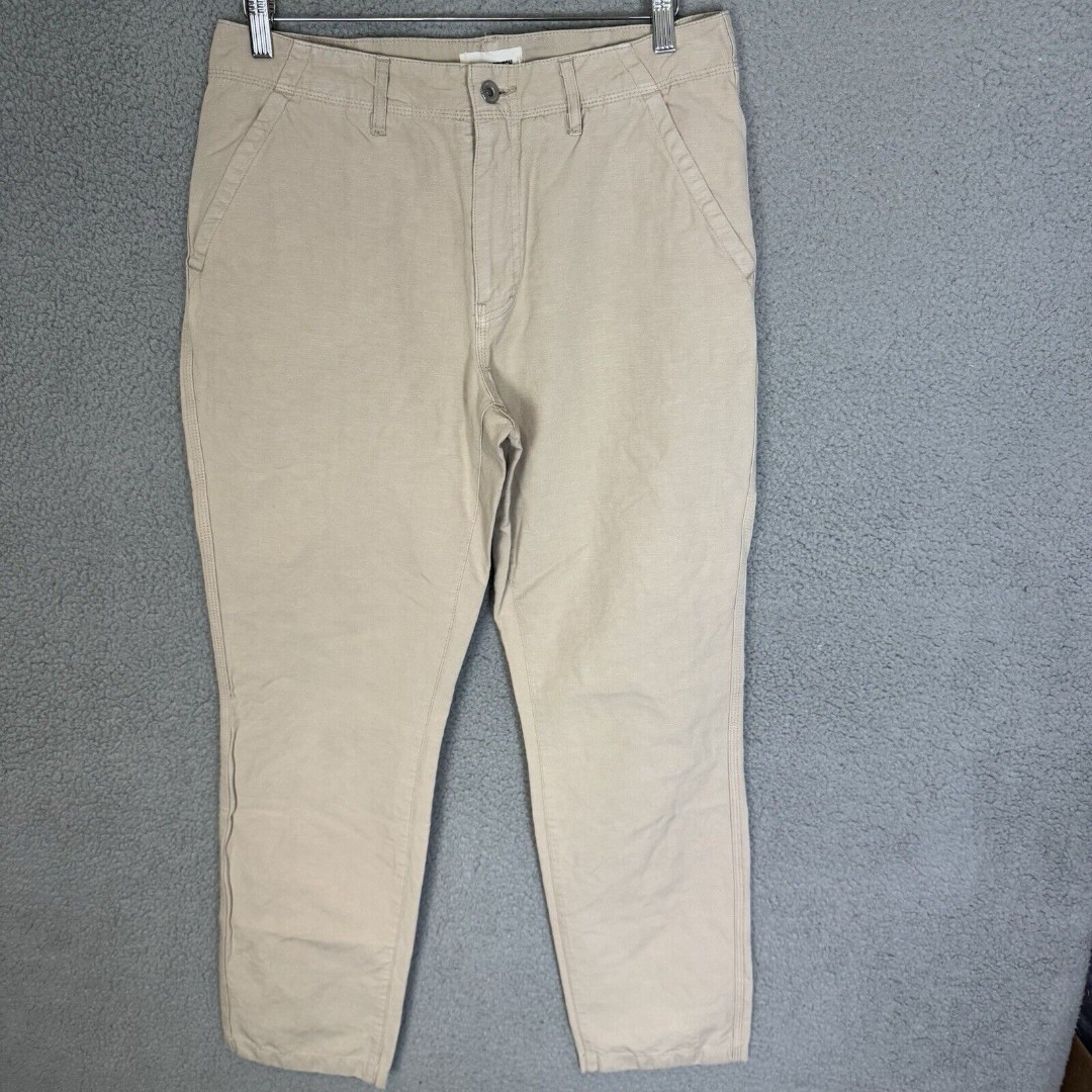 Taylor Stitch Pants Mens 32x32 Beige Slim Fit Work Casual Organic Cotton Linen