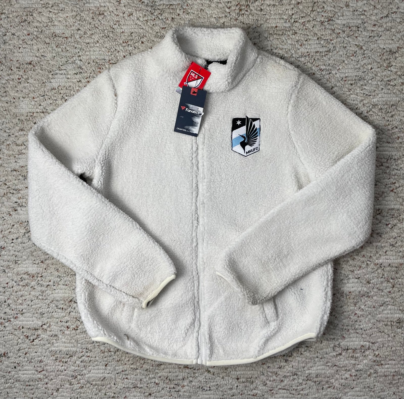 New Sz Med Womens Fanatics Minnesota United Sherpa Fleece Full Zip Jacket Scuffs