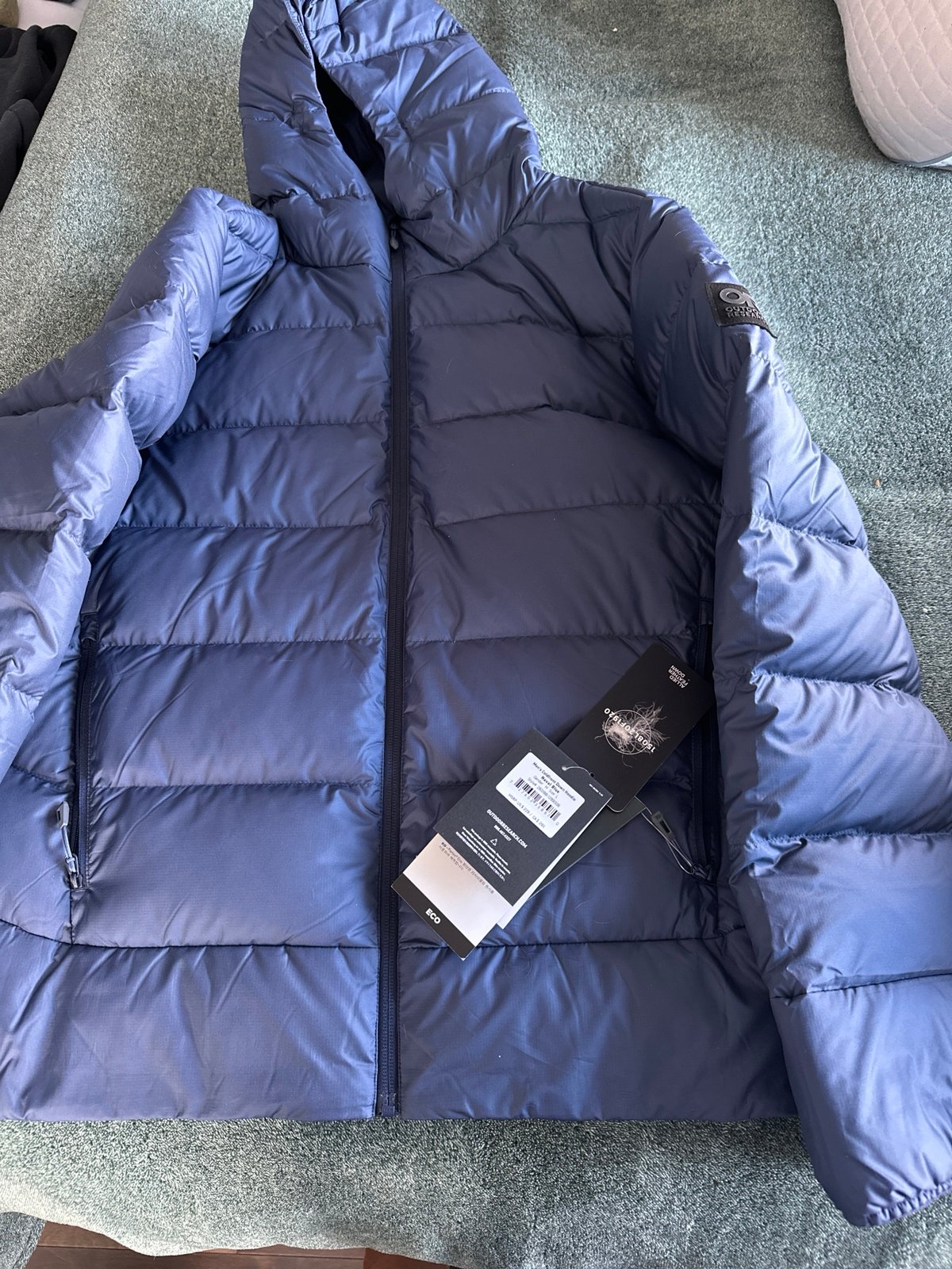 outdoor research men’s cold front down hoodie