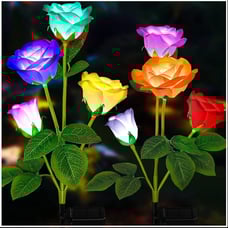 2 Solar Garden Lights - Newest Version Solar Lights Outdoor, 7-Color Changing