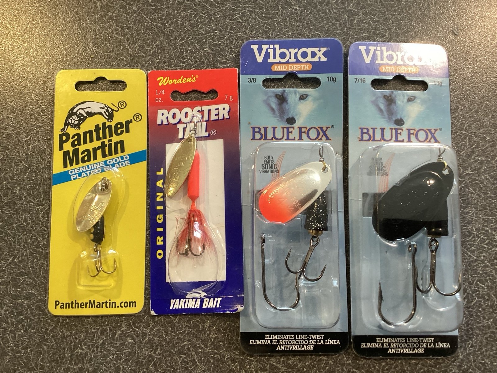 Blue Fox, Panther Martin , Roostertail Spinners