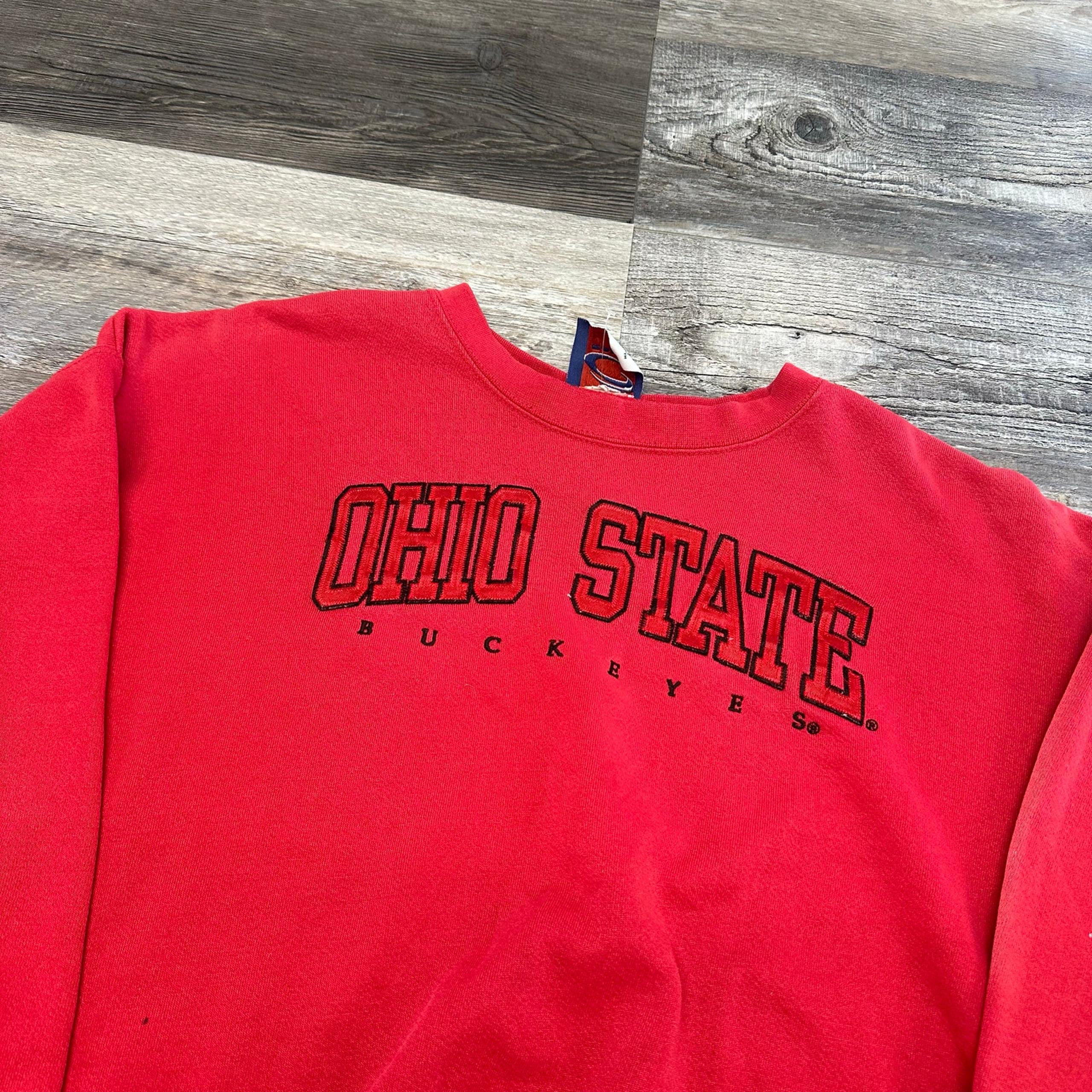 Vintage Cadre Athletic Ohio State Buckeyes OSU Red Mens XL Spellout Sweatshirt