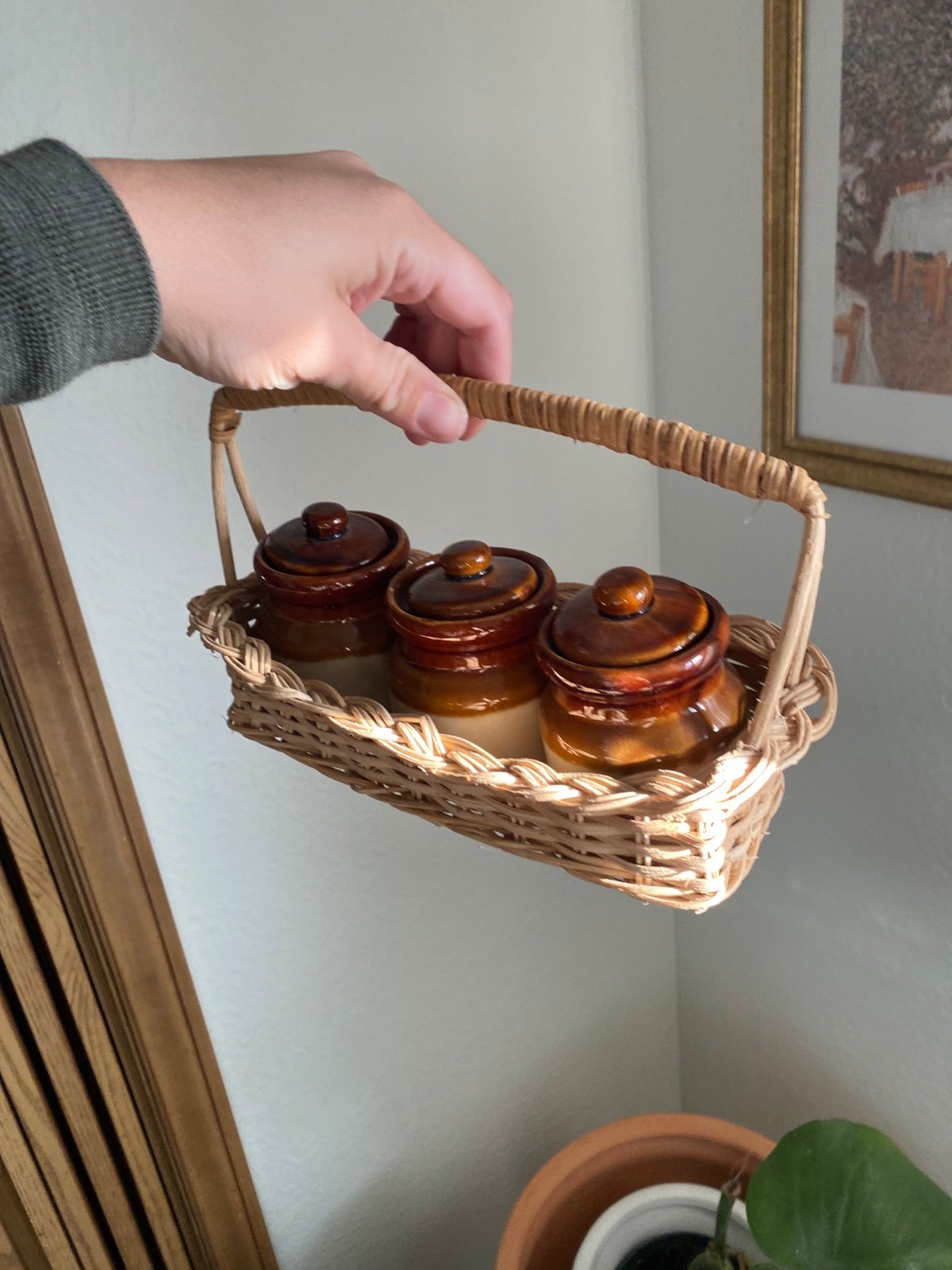 Condiment caddy vintage stoneware